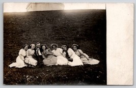 RPPC A Man and His Ladies One Gentleman on Lawn with Six Women Postcard I24 - $9.95