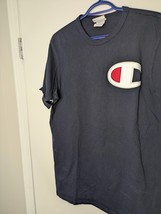 Champion Men&#39;s Black T-Shirt with Bold Chest Logo - Casual Coolness! - $5.56