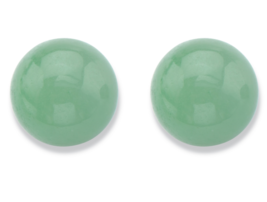 Green Jade Ball Stud Earrings Solid 14K Yellow Gold - $279.99