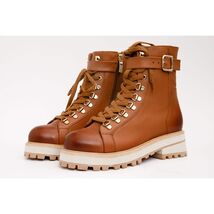 The Belgrano Tan Leather Lace-Up Ankle Women Boot With a Side Zipper image 2