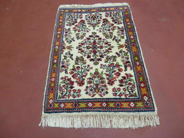 2&#39; X 3&#39; Vintage Handmade Indian Wool Rug Mat Nice Floral Beige - $241.20