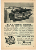 1959 Plymouth Vintage Print Ad Only the &#39;59 Gives You Sports Car Handling - $14.45