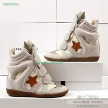 vinapobo Fashion High Heels Wedges Leather Shoes Women Sneakers Casual Shoes Wom - £149.78 GBP