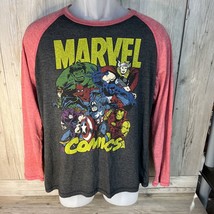 Marvel Shirt Medium Grey Red Tri-Blend Rayon Comics Super Hero Avengers ... - £7.97 GBP