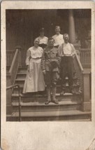 Handsome Soldier in Uniform Posing with Family on Porch Steps Postcard Z3 - £9.68 GBP