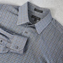 John W Nordstrom Button Front Mens Shirt Large Blue Gray Check Long Sleeves - $16.99