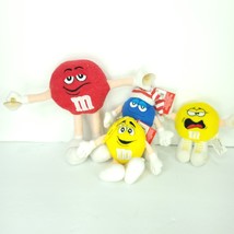 Lot Of 4 M&amp;M Red Yellow Blue Plush Keychain Ornament Window Stuffed Anim... - $22.76