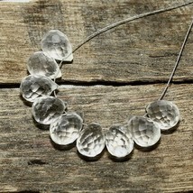 29.30cts Natural Crystal Quartz Drop Beads Loose Gemstone 9pcs Size 10x7mm - £9.34 GBP