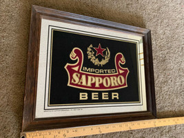 Sapporo imported Authentic Bar Mirror 18&quot; x 14&quot; Vintage Den Garage Chris... - $68.31