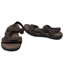 Propet Mens Brown Leather Two Strap Sandals Size 13 Outdoor Hiking - £38.91 GBP