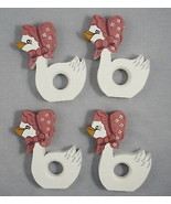 Country Geese 4 Wood Napkin Rings Mother Goose Pink Sun Bonnet Hand Pain... - £6.95 GBP