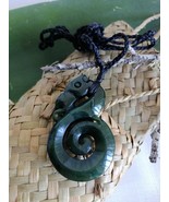 New Zealand Jade Greenstone Manaia Koru large pendant 55mm L x 33mm W - $195.00