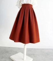 Winter RUST A-line Wool Midi Skirt Outfit Women Plus Size A-line Midi Skirt image 4