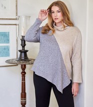 New Karen Kane Beige Gray Color Block Top Sweater Size 1X Women $118 - £47.95 GBP