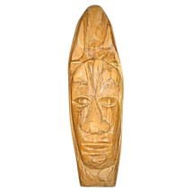 Antique Guatemalan Hand-Carved Wooden Mask Sculpture with Original Label... - $190.07