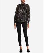 Lauren Ralph Lauren Ruffled Black Floral-Print Top Size 2 $135 - £15.14 GBP