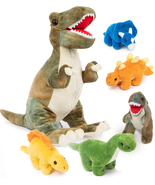 Dinosaur Stuffed Animal Set - Mommy T-Rex with 5 Plush Baby Dinosaurs in... - $52.87