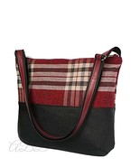 Tartan Crossbody Bag: Plaid Purse with Vegan Leather Accents - $90.00