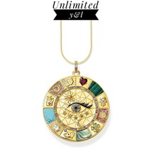 Amulet Magical Eye Pendant Necklace Lucky Symbols Pure 925 Sterling Silver Gold  - £40.20 GBP