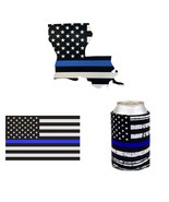 LOUISIANA Thin Blue Line USA Flag Reflective Decal Sticker Can Cooler Po... - £7.51 GBP