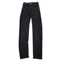 Zara Pants Womens 0 Black Denim Flat Front Mid Rise Pockets Skinny Jeans - £14.89 GBP