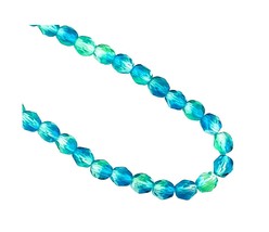 50 Preciosa Czech Fire Polished Glass 5mm Round Blue Green Two Tone Beads - £3.94 GBP