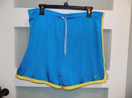 Nike Dri Fit Teal/Yellow Running Shorts Adult Size M Men&#39;s NO ELASTIC - £14.48 GBP