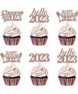 Hello 2023 Cupcake Toppers Cheers to 2023 Happy New Year 2023 Cupcake To... - £9.45 GBP