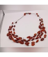 Vintage Amber Colored  Beaded Silver Wire Necklace - $460.12 MXN Vintage Amber Colored  Beaded Silver Wire Necklace - $460.12 MXN