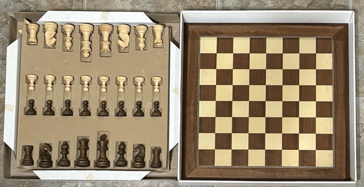 Vtg RC Creations Wooden Magnetic 15.75” Chess Set 40x40cm Made In France... - $132.53