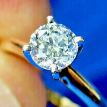 Earth mined Diamond Round Brilliant Solitaire Solid 14k Gold Engagement Ring 6 - $71,897.96 MXN