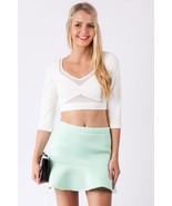   Summer Style White Mesh Insert Crop Top Style Sizes M &amp; L - $153.82 MXN