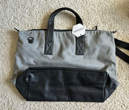 L’HOMME Weekend Travel Duffle Bag Tote Gray &amp; Black Adjustable Strap New - £27.32 GBP
