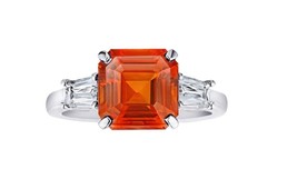 6Ct Asscher Cut Orange Sapphire  14K White Gold Plated Handmade Ring for Woman - £66.52 GBP