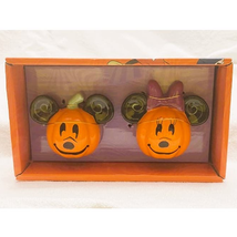 Disney Mickey &amp; Minnie Pumpkin Ceramic Salt &amp; Pepper Shakers-NEW - £14.09 GBP