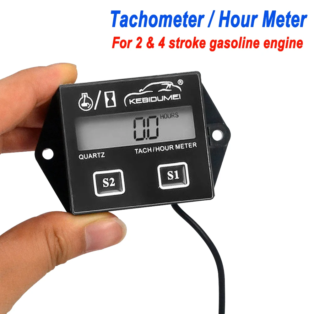 Digital Engine Tach Hour Meter Tachometer Gauge Engine RPM LCD Display - £11.03 GBP