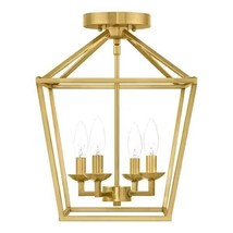 Home Decorators Weyburn 16.5 in. 4-Light Gold Semi-Flush Mount Light Fix... - £39.22 GBP
