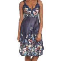 Foxiedox Floral Dress Blue Size S Sleeveless Knee Length Straps Lace Party  - £51.96 GBP