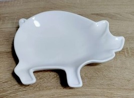 Pig Candy Dish Relish Trinket Tray Ceramic Plate White 9&quot; by Box 51 - £9.82 GBP