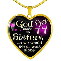 Express Your Love Gifts God Made Us Sisters Necklace Stainless Steel or 18k Gold - £43.48 GBP