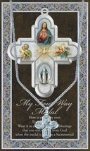  Four Way Medal Necklace with Embossed Pamphlet and Two Free Holy Cards - £14.34 GBP