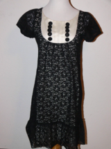 ANTHROPOLOGIE 213 Brand Black &amp; Cream Lace Buttons Ruffle Dress Size Large - £15.68 GBP