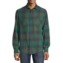 Arizona Men&#39;s Long Sleeve Flannel Shirt SMALL Navy Tartan Button Front NEW - $24.02