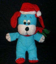 12&quot; Vintage Christmas Ipm Blue Red Puppy Hound Dog Stuffed Animal Toy Plush Old - £22.42 GBP