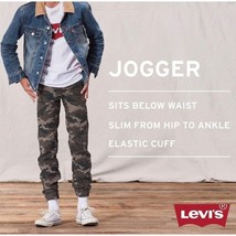 Levi&#39;s Boys Camo Jogger Twill Pull-On Pants | Boys 7, Army Green NWT - £21.53 GBP