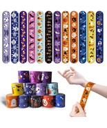 48PCS Halloween Slap Bracelets Snap Wristbands with Assorted Pumpkin Ske... - $18.62