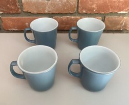 Lot 4 Vintage Pyrex Slate Blue Coffee Mug Cups 8oz D Handles Set 1 - £13.26 GBP