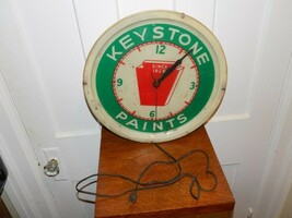 Vintage Keystone Paints Lighted Clock - €217,74 EUR