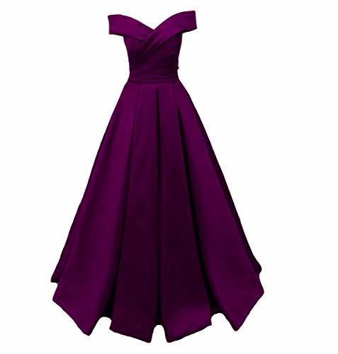 Long Off The Shoulder Satin V Neck Formal Corset Prom Evening Dress Purple US 6