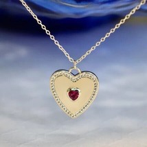 1Ct Heart Cut  Red Garnet Heart Pendant 14k Yellow Gold Plated - £117.47 GBP